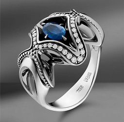 продажа Золотое кольцо Ringo c бриллиантами и сапфиром в салоне «Emporium Gold»