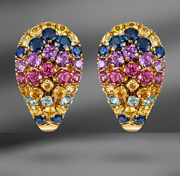 продажа Серьги из желтого золота Emporium Gold с цветными камнями в салоне «Emporium Gold»