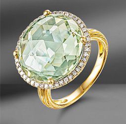 продажа Золотое кольцо с кварцем и бриллиантами в салоне «Emporium Gold»