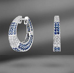 продажа Золотые серьги с бриллиантами и сапфирами Avakian в салоне «Emporium Gold»