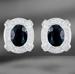продажа Золотые серьги с сапфирами 3.28 Ct и бриллиантами в салоне «Emporium Gold»