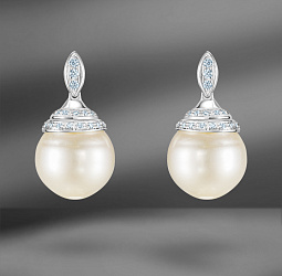 продажа Золотые серьги Emporium Gold с жемчугом и бриллиантами  в салоне «Emporium Gold»