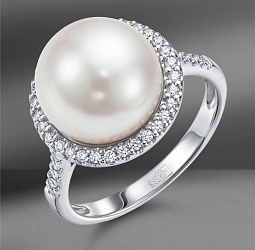 продажа Золотое кольцо с жемчугом и бриллиантами 0.21 Ct в салоне «Emporium Gold»