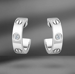 продажа Золотые серьги с бриллиантами Cartier Love Classic в салоне «Emporium Gold»