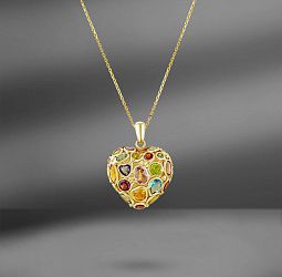 продажа Золотая подвеска Heart с цветными камнями в салоне «Emporium Gold»
