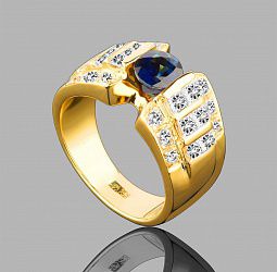 продажа Золотое кольцо с бриллиантами и сапфиром  в салоне «Emporium Gold»