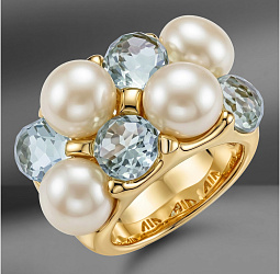 продажа Золотое кольцо с жемчугом и топазами Mimi в салоне «Emporium Gold»