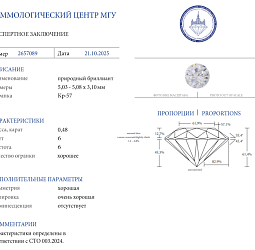Продажа Природный бриллиант 0.48 Ct H/VS2 "Круг" 