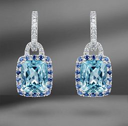 продажа Золотые серьги Emporium Gold с бриллиантами, топазами и сапфирами в салоне «Emporium Gold»