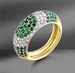 продажа Золотое кольцо с бриллиантами 0.71Ct и изумрудами в салоне «Emporium Gold»