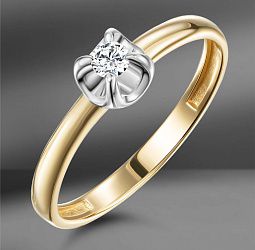 продажа Золотое кольцо с бриллиантом 0.05 Ct в салоне «Emporium Gold»