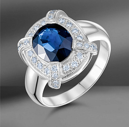 продажа Золотое кольцо с сапфиром 2.23 Ct и бриллиантами в салоне «Emporium Gold»