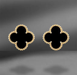 продажа Золотые серьги с ониксом Van Cleef & Arpels Vintage Alhambra в салоне «Emporium Gold»