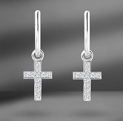 продажа Серьги из белого золота Cross с бриллиантами в салоне «Emporium Gold»