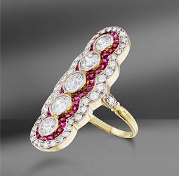 продажа Золотое кольцо с бриллиантами 3.22Ct и рубинами в салоне «Emporium Gold»