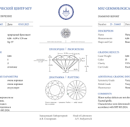 Продажа Природный бриллиант 0.84 Ct, D/VVS1, "Круг" 