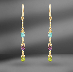 продажа Золотые серьги с цветными камнями в салоне «Emporium Gold»