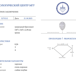 Продажа Природный бриллиант 0.26 Ct G/VS1 "Груша" 