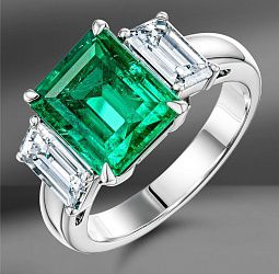 продажа Кольцо с изумрудом 3.43 Ct (Колумбия) и бриллиантами в салоне «Emporium Gold»