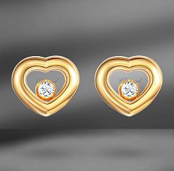 продажа Золотые серьги Chopard Happy Heart 0.11 Ct в салоне «Emporium Gold»