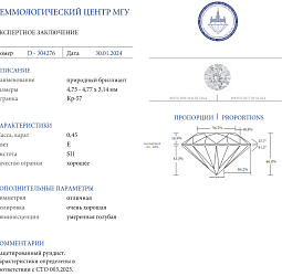 Продажа Природный бриллиант 0.45 Ct, E / SI1, "Круг" 