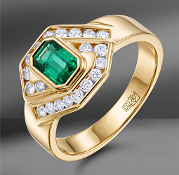 продажа Кольцо Made in Italy с бриллиантами и изумрудом в салоне «Emporium Gold»