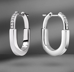 продажа Золотые серьги с бриллиантами Lock в салоне «Emporium Gold»