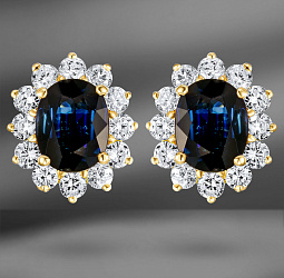 продажа Золотые серьги с сапфирами и бриллиантами в салоне «Emporium Gold»
