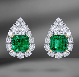 продажа Серьги из платины с изумрудами и бриллиантами в салоне «Emporium Gold»